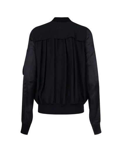 Rick Owens pleated-back black bomber jacket Rick Owens