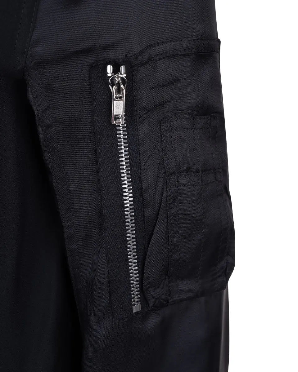 Rick Owens pleated-back black bomber jacket