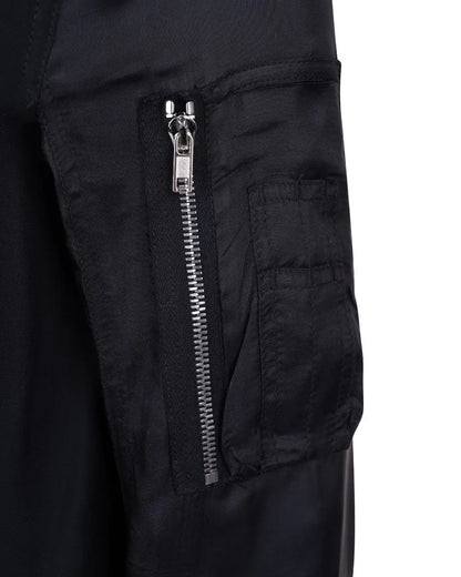 Rick Owens pleated-back black bomber jacket Rick Owens