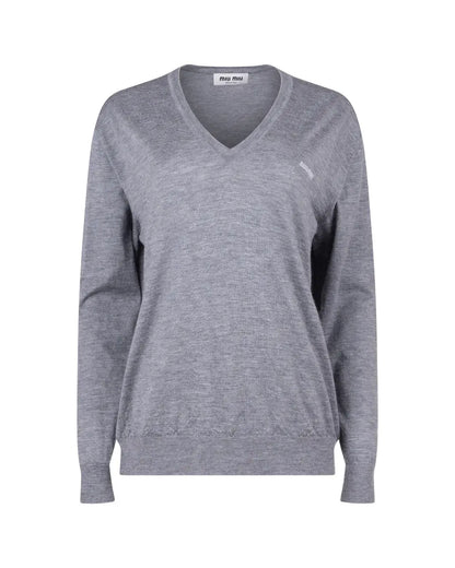 Miu Miu v-neck logo sweater Miu Miu
