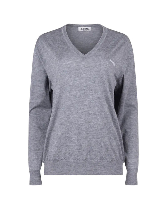 Miu Miu v-neck logo sweater Miu Miu