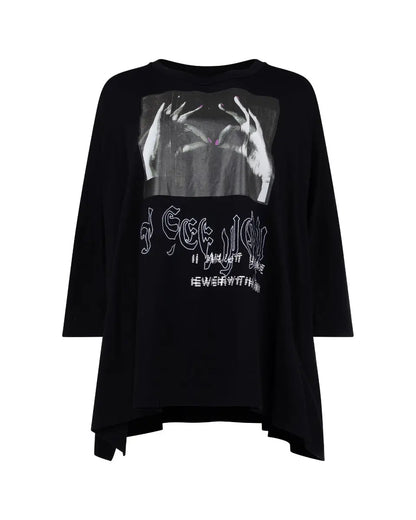 Diesel "I see you" Hand Sign photo black wide t-shirt Diesel