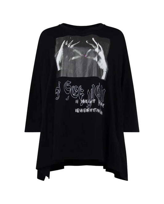 Diesel "I see you" Hand Sign photo black wide t-shirt Diesel