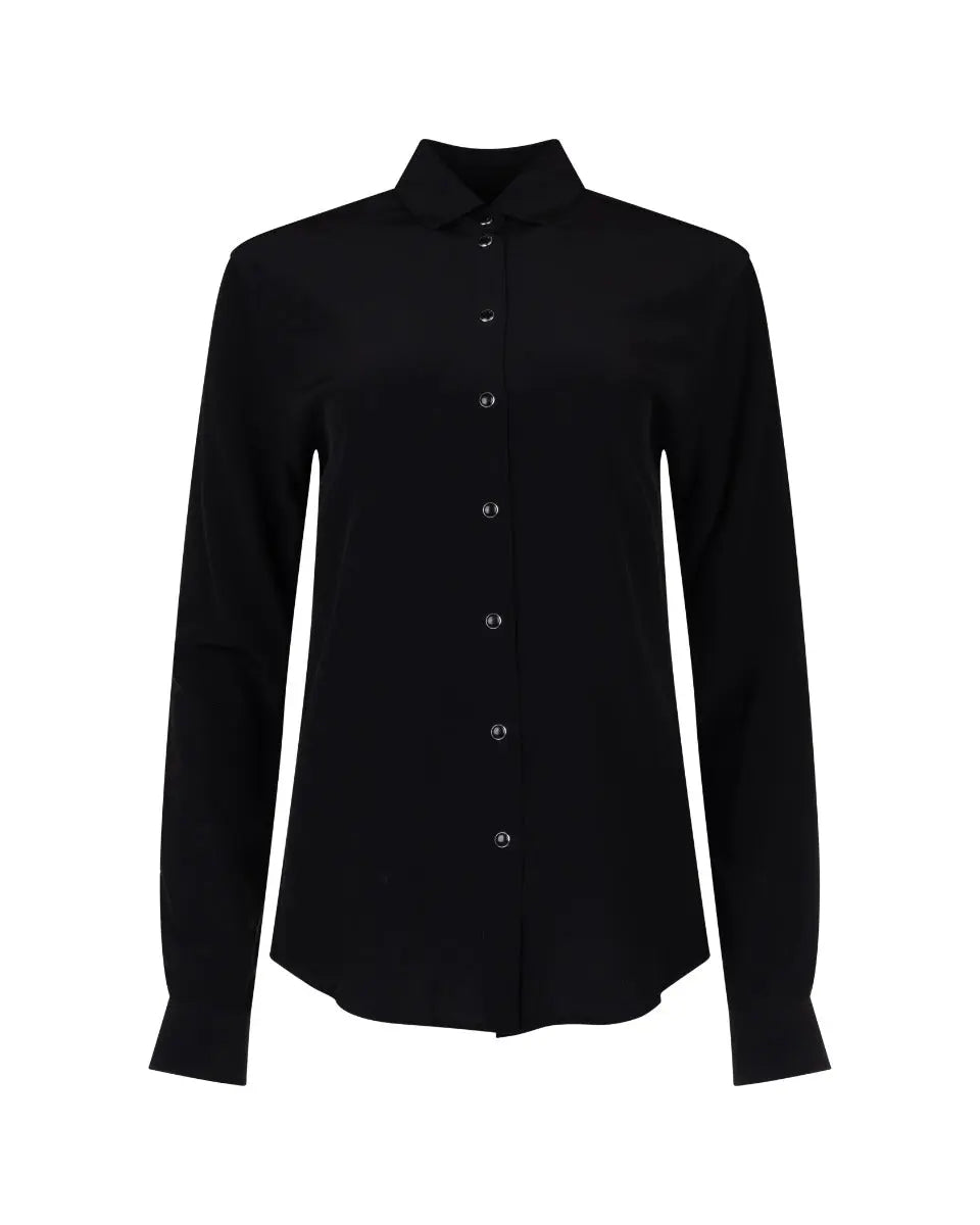 Saint Laurent "Palladium" bead-button black silk shirt Saint Laurent