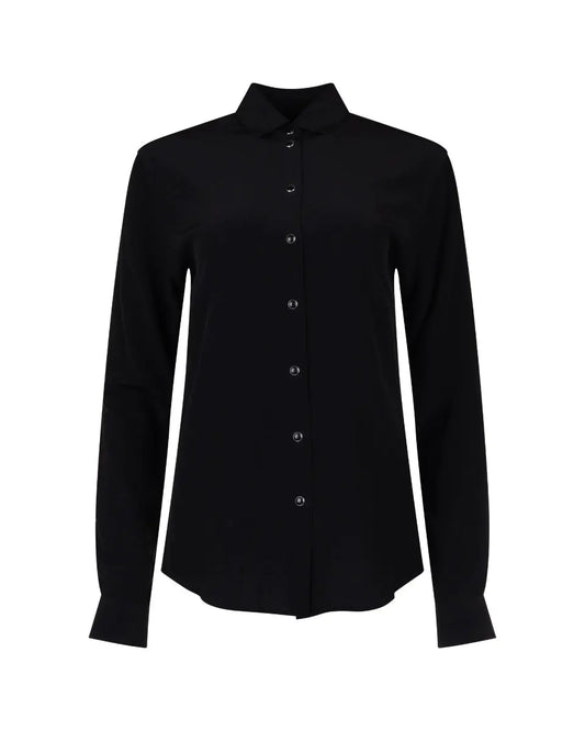 Saint Laurent "Palladium" bead-button black silk shirt Saint Laurent