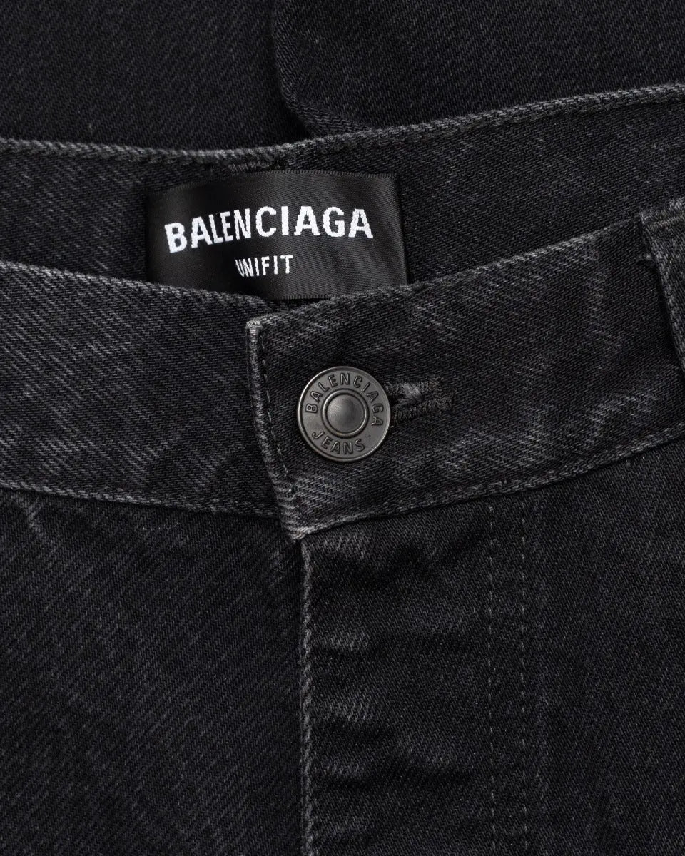 Balenciaga Destroyed wide-leg black denim pants