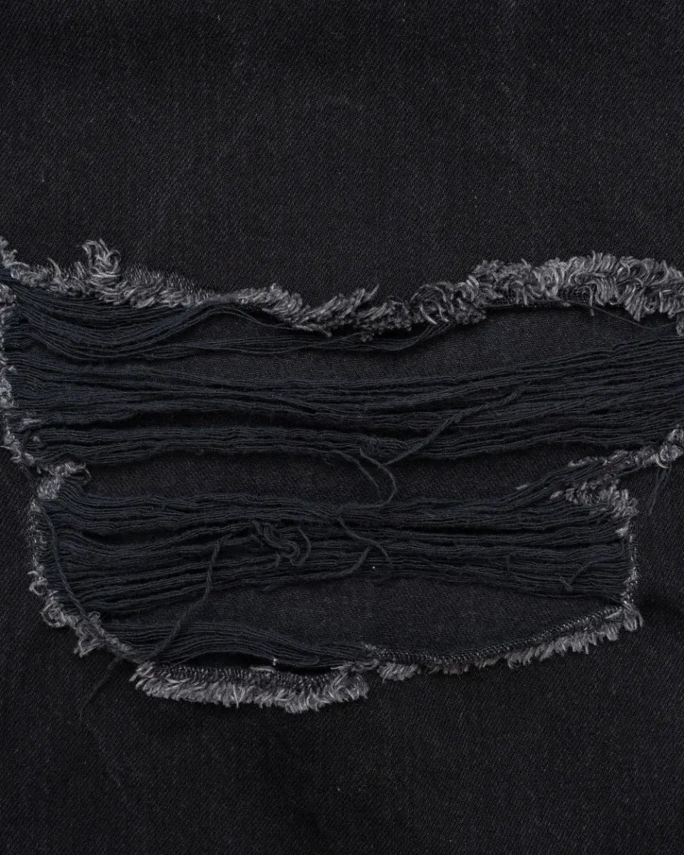 Balenciaga Destroyed wide-leg black denim pants
