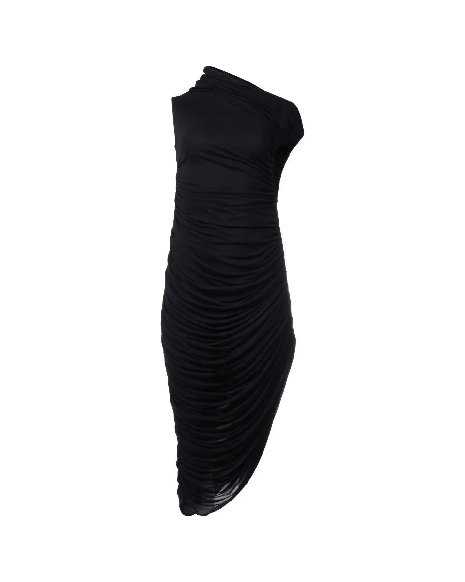 Ferragamo black asymmetric draped dress Ferragamo