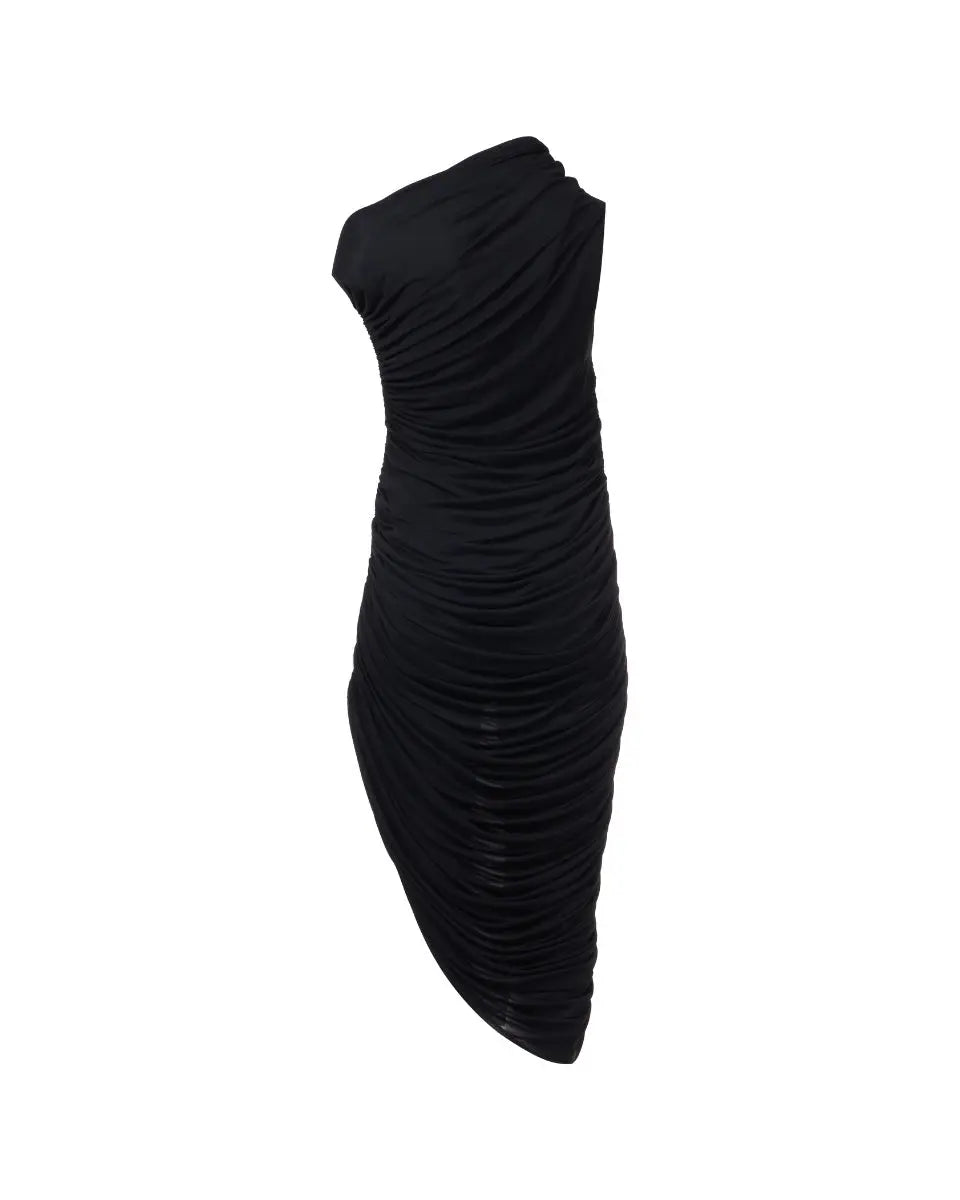 Ferragamo black asymmetric draped dress