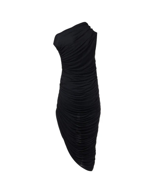 Ferragamo black asymmetric draped dress Ferragamo