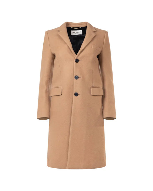 Saint Laurent Chesterfield brown cashmere coat Saint Laurent