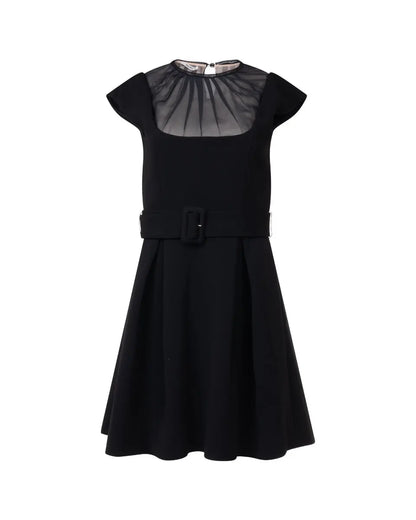 Miu Miu sheer-neckline small black dress Miu Miu