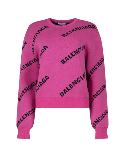 Balenciaga pink all-over logo sweater Balenciaga