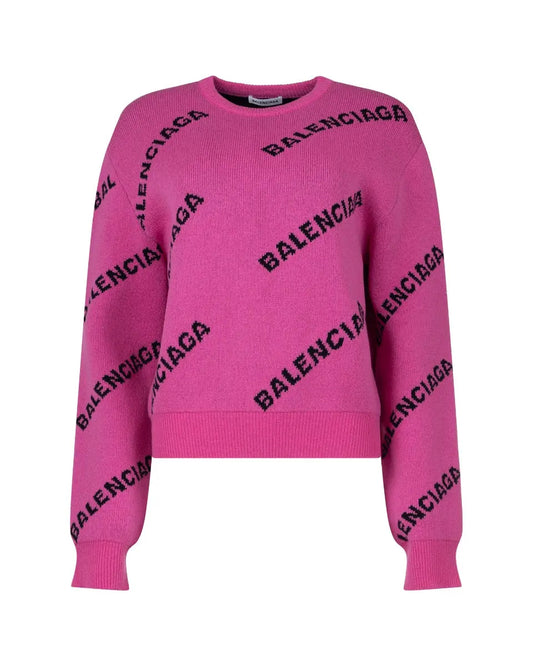 Balenciaga pink all-over logo sweater Balenciaga