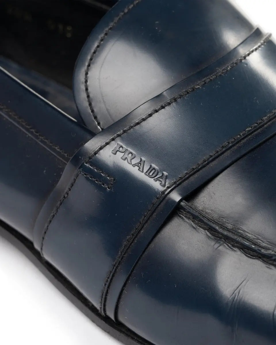 Prada "Sea Blue" leather loafers