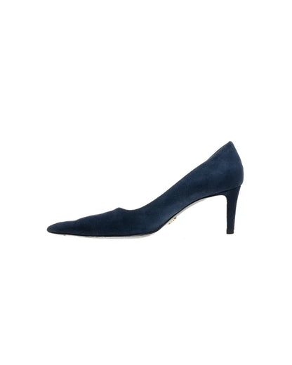 Prada pointed toe blue suede kitten heels Prada