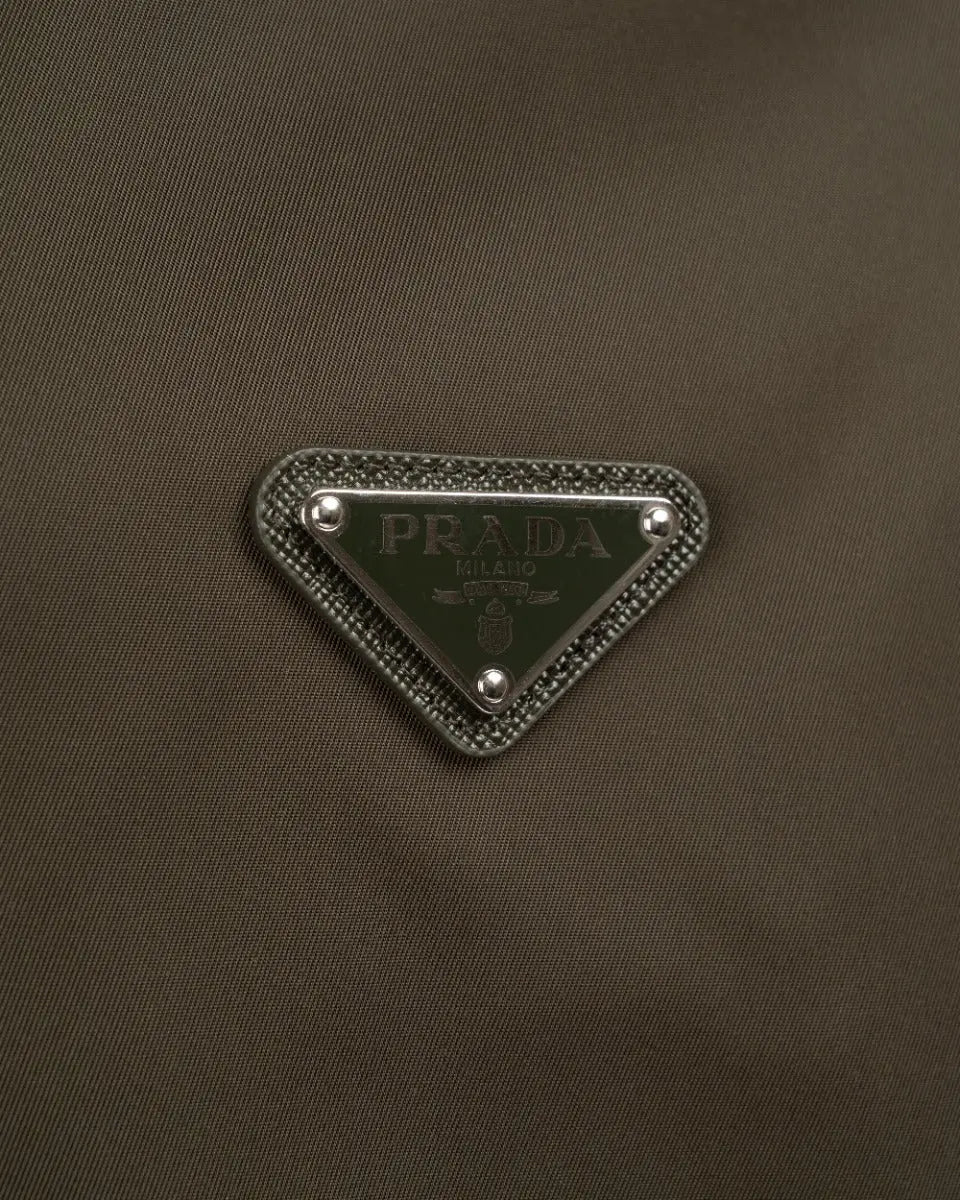 Prada chest logo-plaque nylon padded bomber jacket