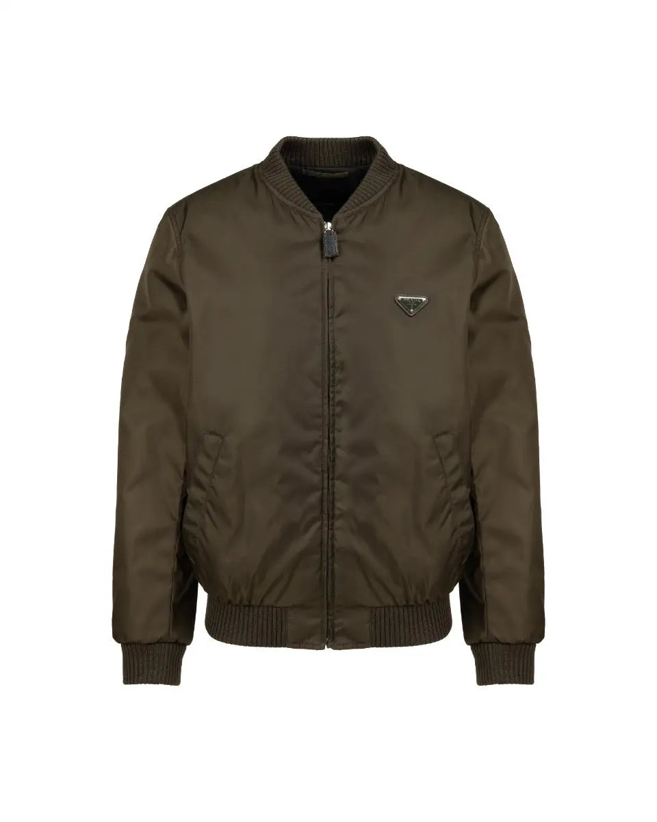 Prada chest logo-plaque nylon padded bomber jacket Prada
