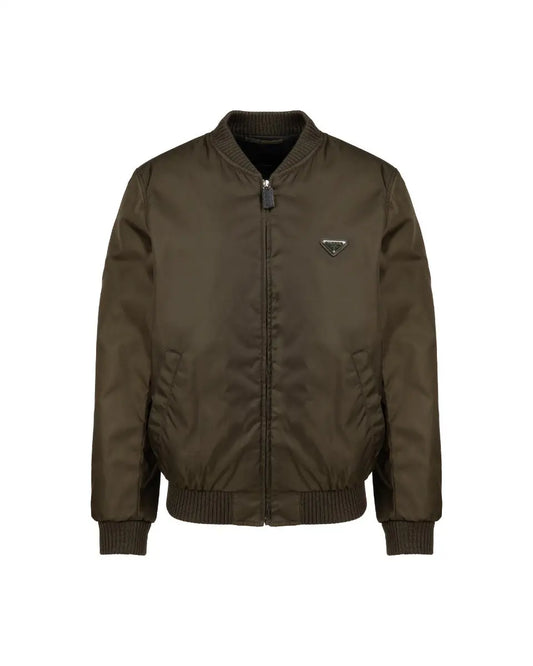 Prada chest logo-plaque nylon padded bomber jacket Prada