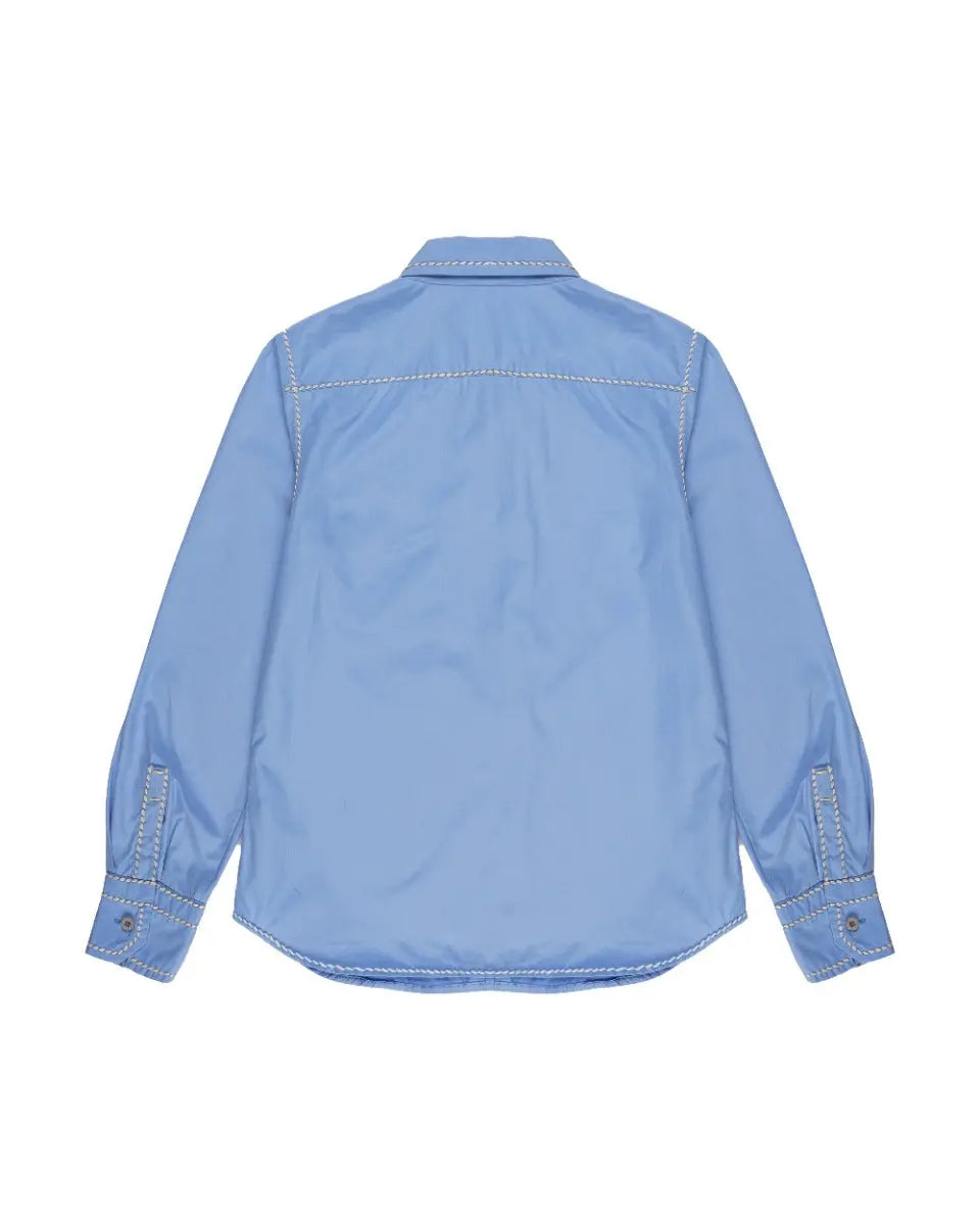 Prada contrast-stitching poplin blue button-up shirt