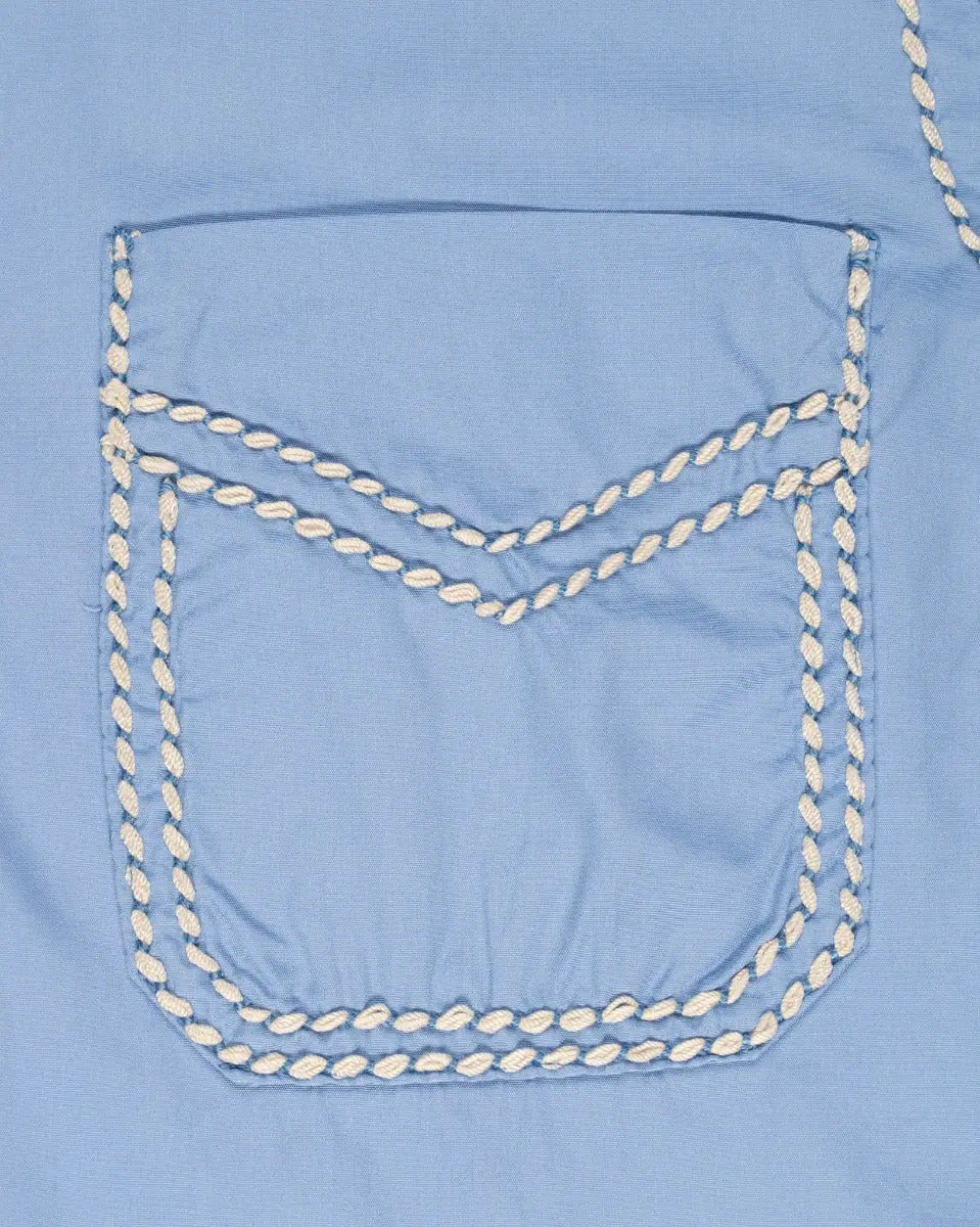 Prada contrast-stitching poplin blue button-up shirt