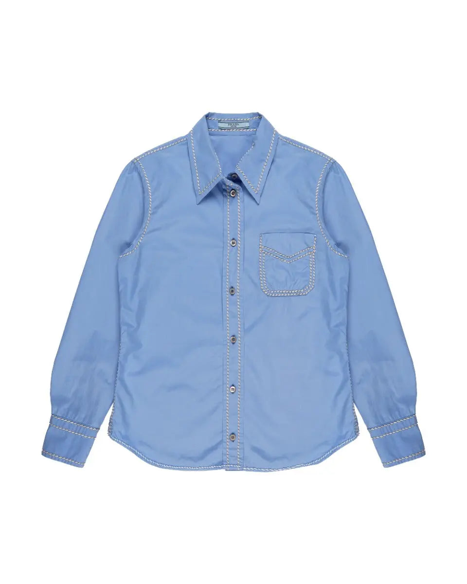 Prada contrast-stitching poplin blue button-up shirt Prada