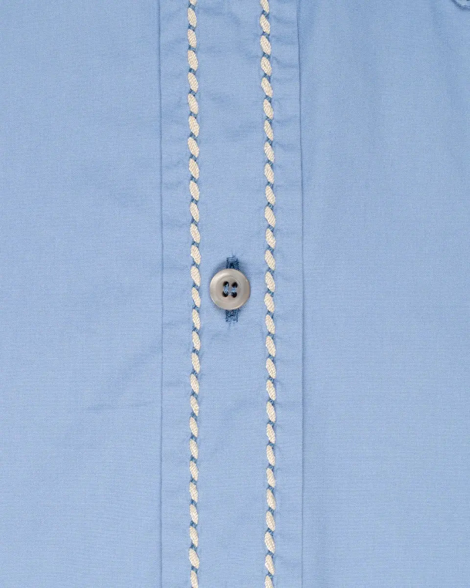 Prada contrast-stitching poplin blue button-up shirt