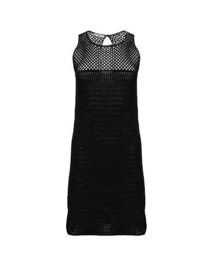 Prada crochet knit small black dress Prada