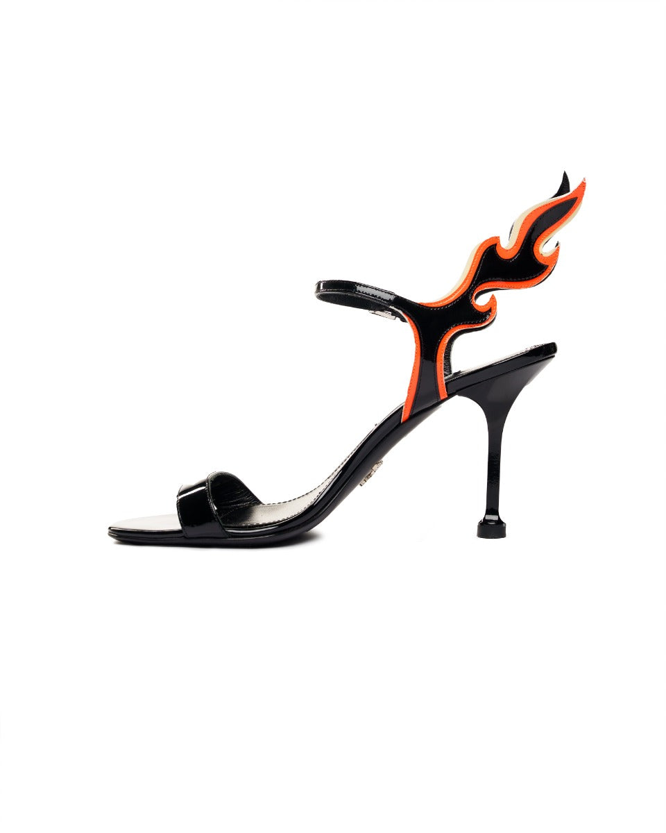 Prada Flame patent leather heel sandals