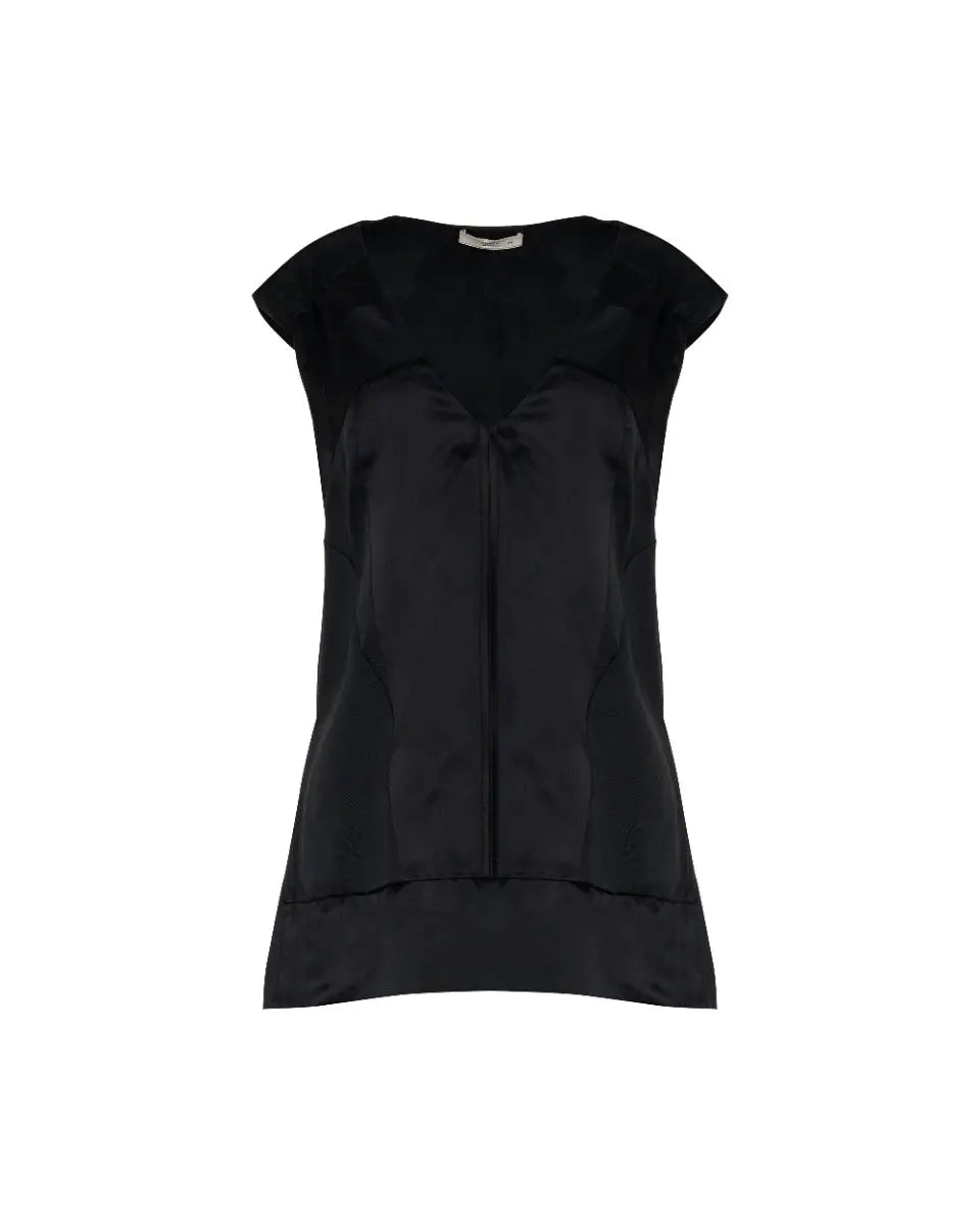 Prada geometric-cut silk top