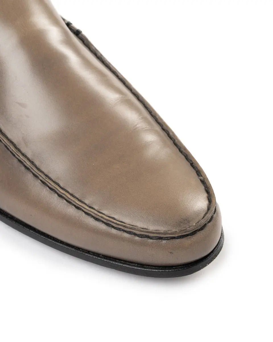 Prada grey leather loafers
