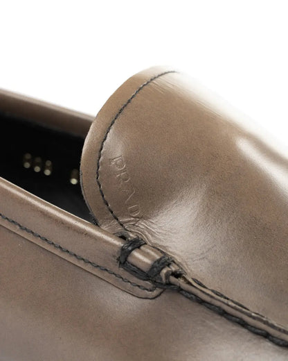 Prada grey leather loafers Prada