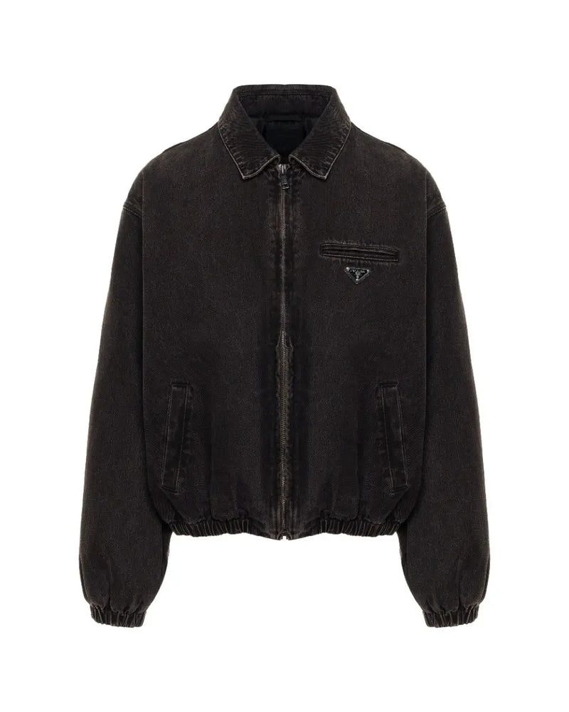 Prada padded denim bomber jacket thumbnail