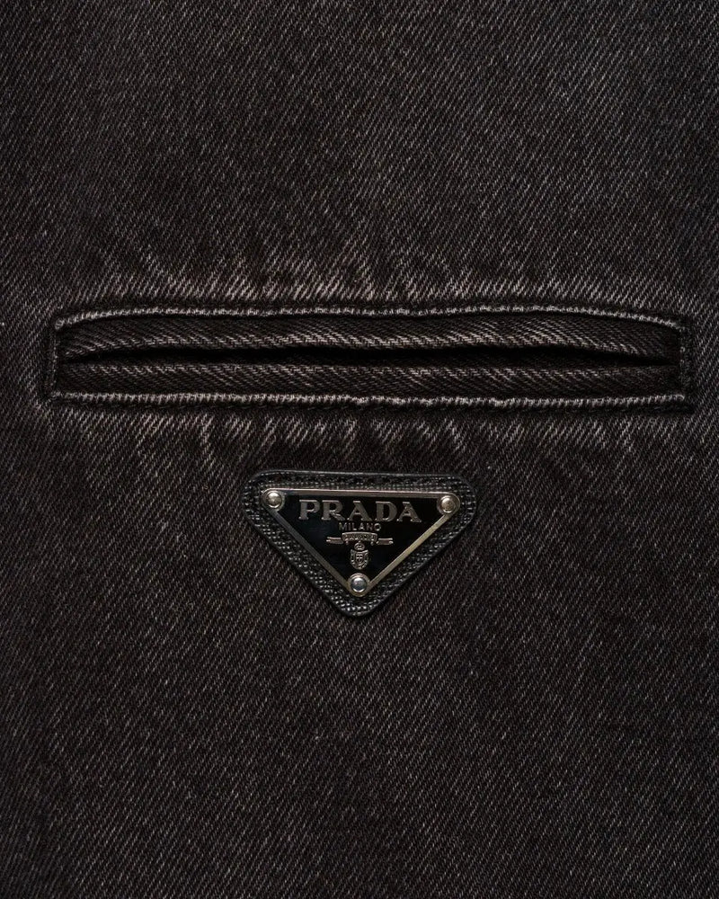 Prada padded denim bomber jacket thumbnail