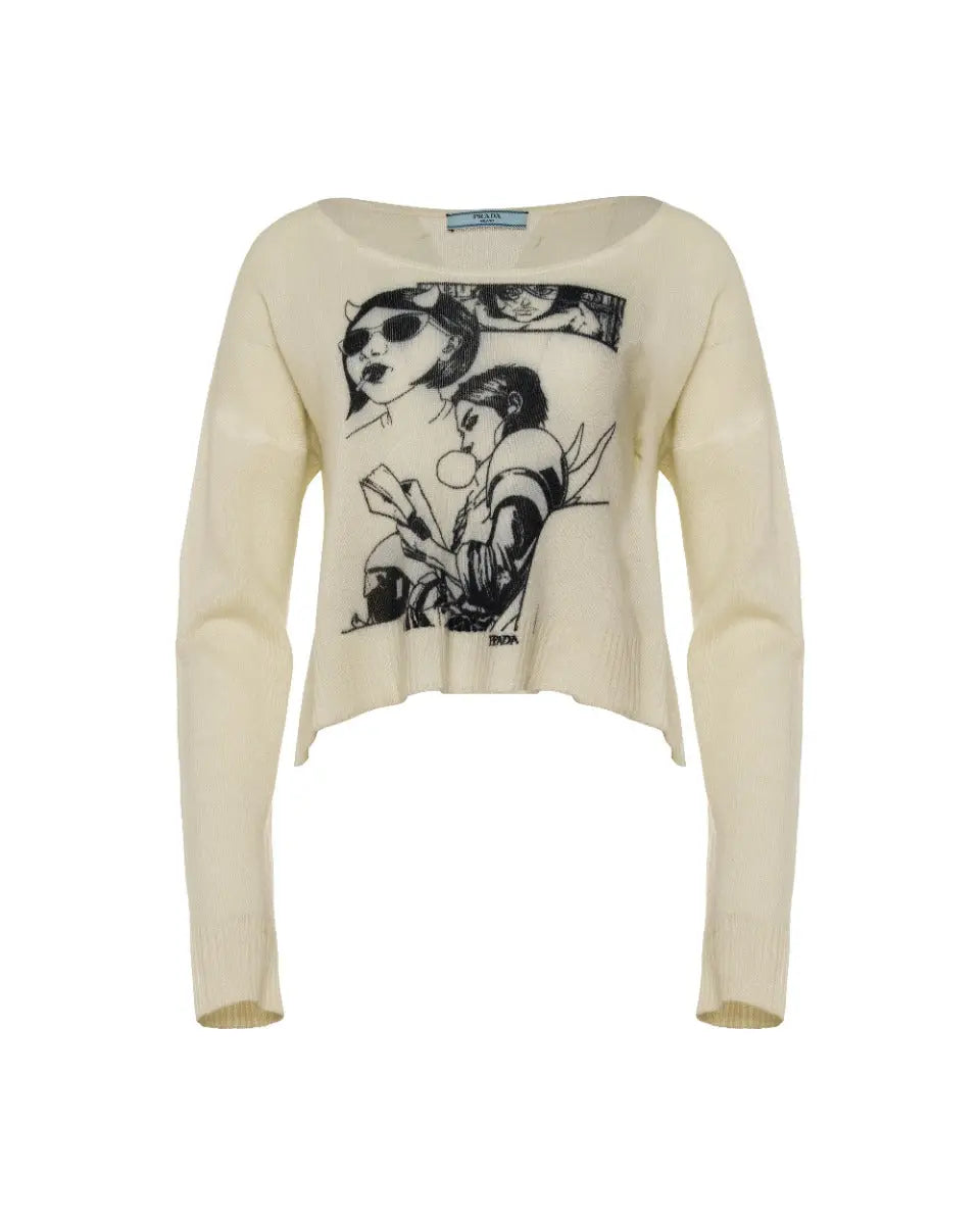 Prada Tarpé Mills inspired "Comic" cropped sweater