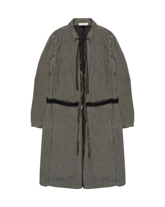 Prada tie-fastening linen grey coat Prada