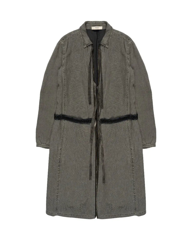 Prada tie-fastening linen grey coat Prada