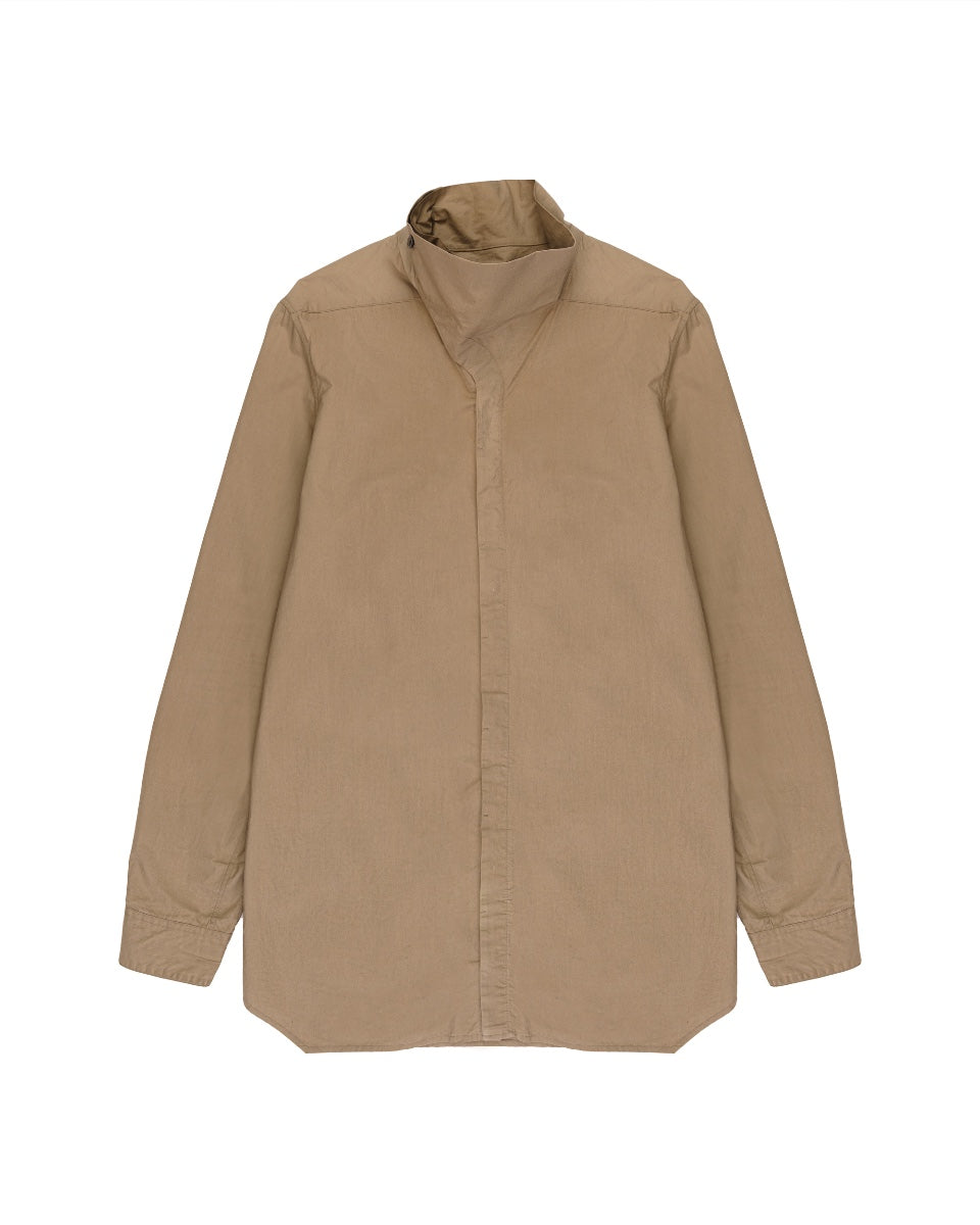 Rick Owens "PERFORMA" drape collar hidden placket button-up shirt Rick Owens