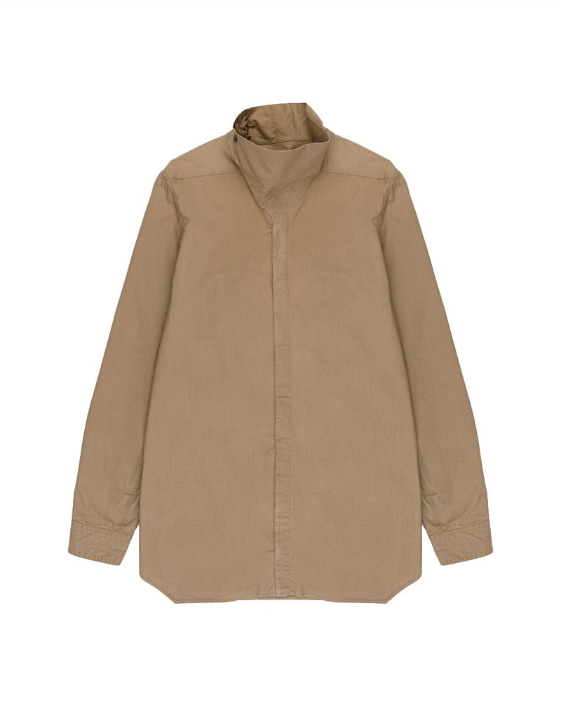 Rick Owens "PERFORMA" drape collar hidden placket button-up shirt Rick Owens