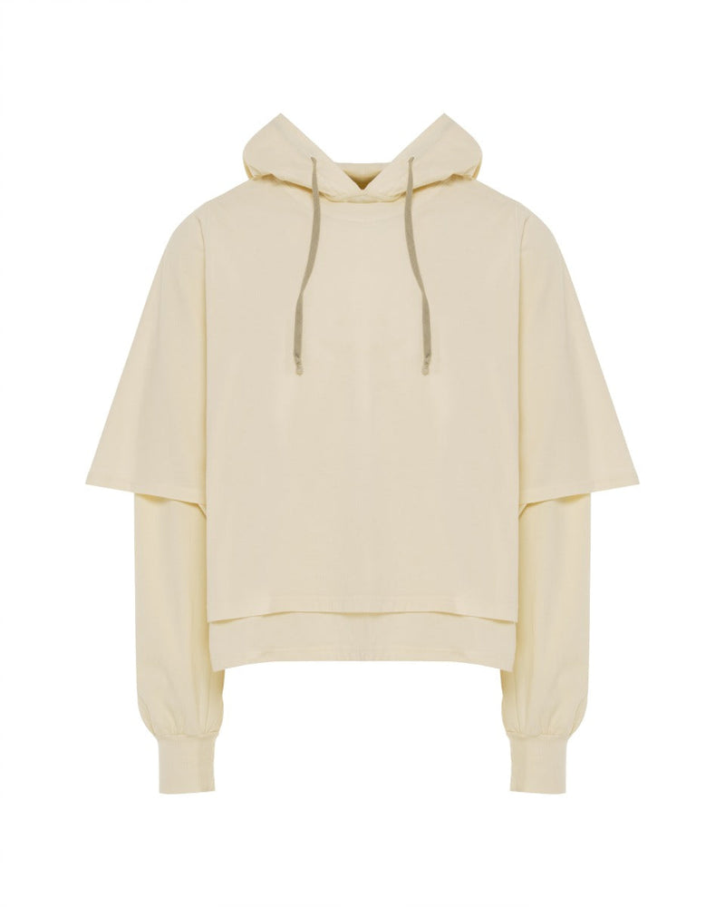Rick Owens DRKSHDW Hustler layered cotton jersey hoodie thumbnail