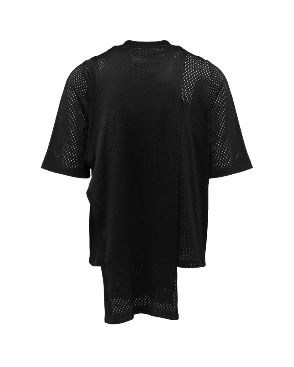 Rick Owens x Champion "TECUATL" black asymmetric jersey t-shirt Rick Owens