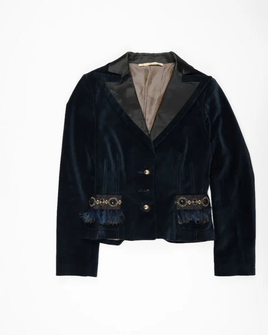 Roberto Cavalli Class jewel-embroidery velvet blazer jacket Roberto Cavalli