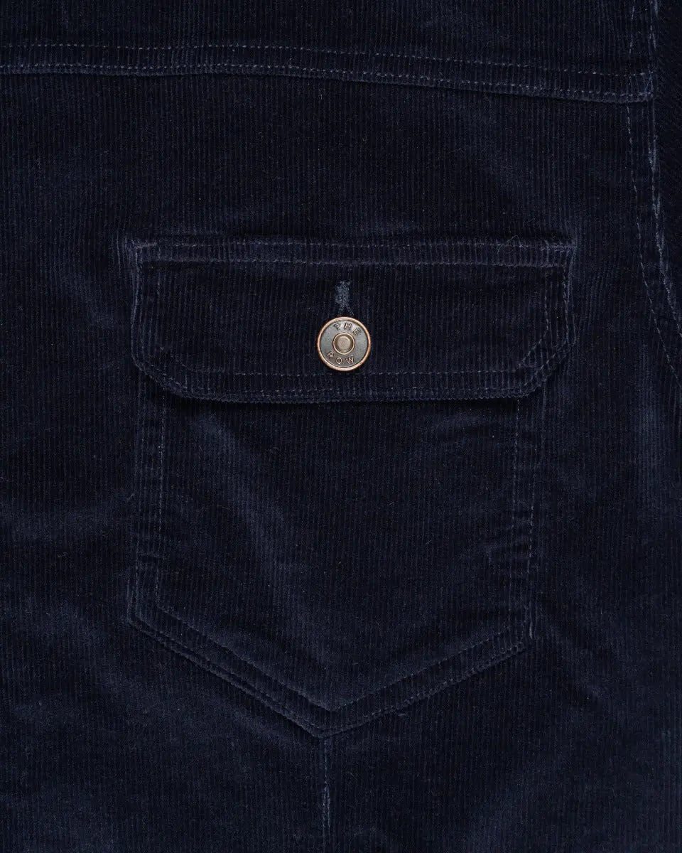 The Row Lafayette corduroy navy trucker jacket