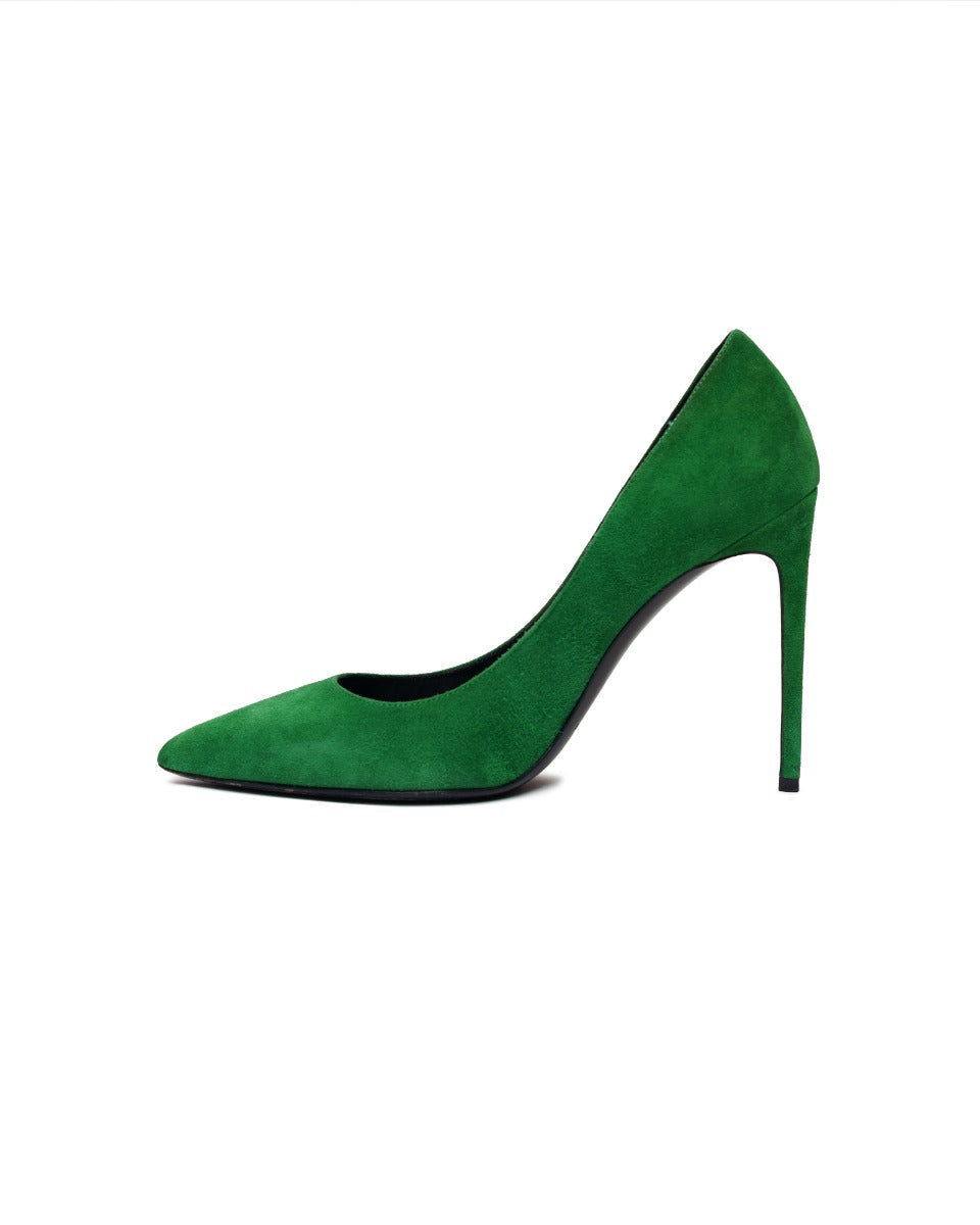 Saint Laurent Anja green suede heels