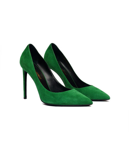 Saint Laurent Anja suede green heels Saint Laurent