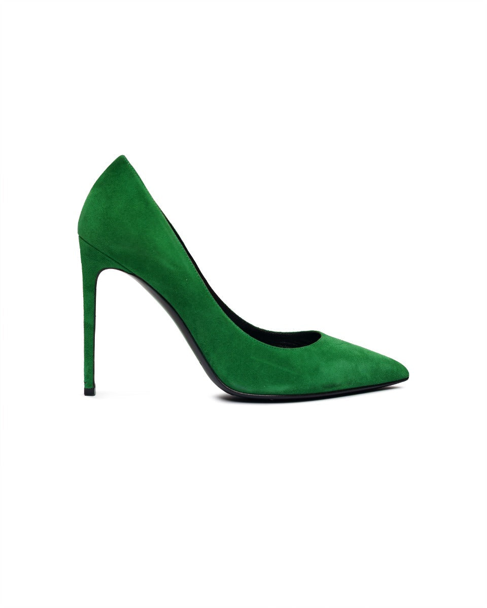 Saint Laurent Anja green suede heels