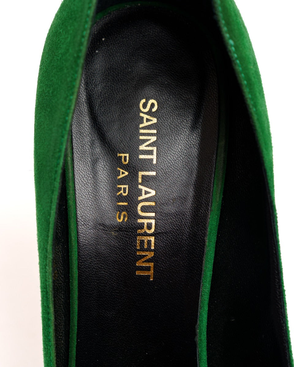 Saint Laurent Anja suede green heels Saint Laurent