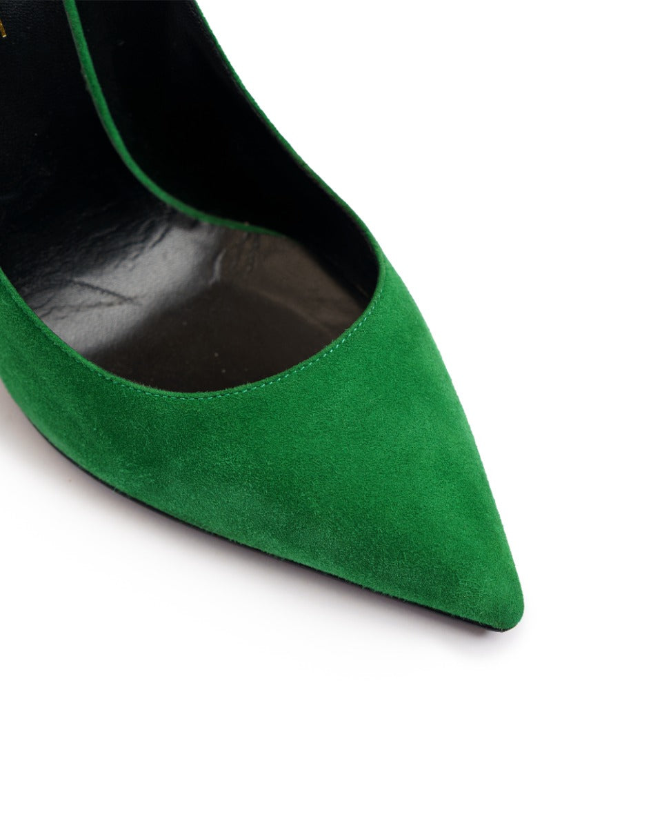 Saint Laurent Anja green suede heels