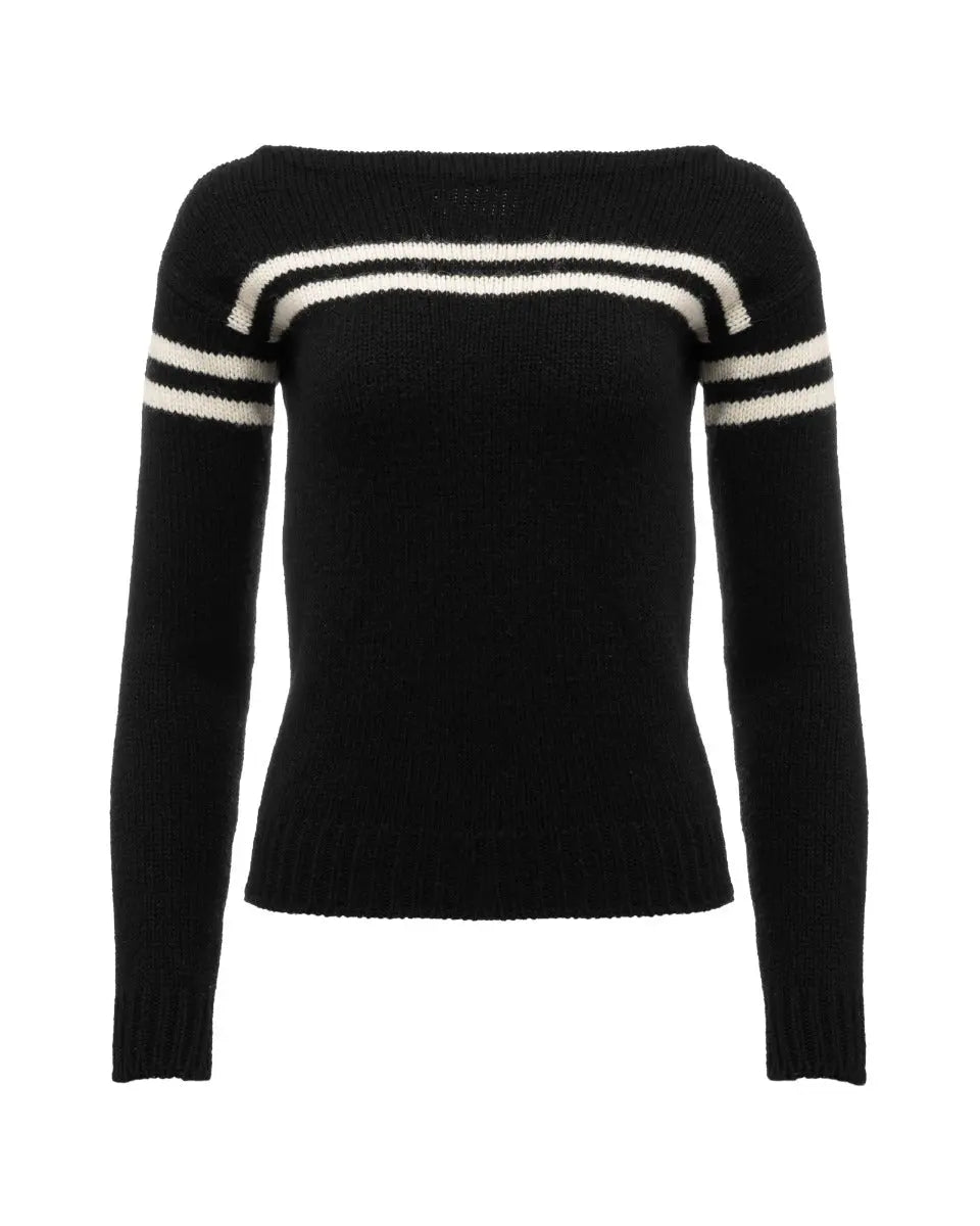 Saint Laurent black two-striped sweater