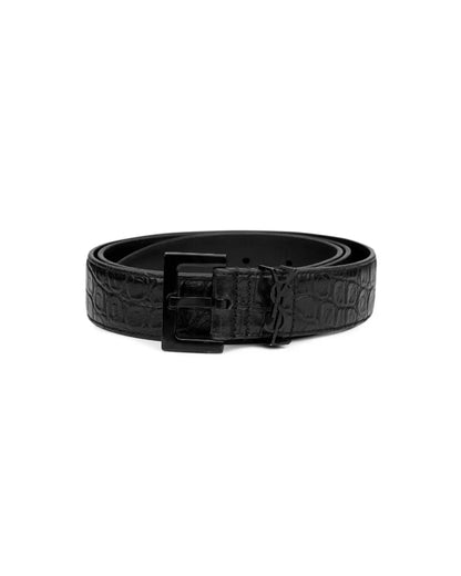Saint Laurent Cassandre belt crocodile-embossed leather Saint Laurent